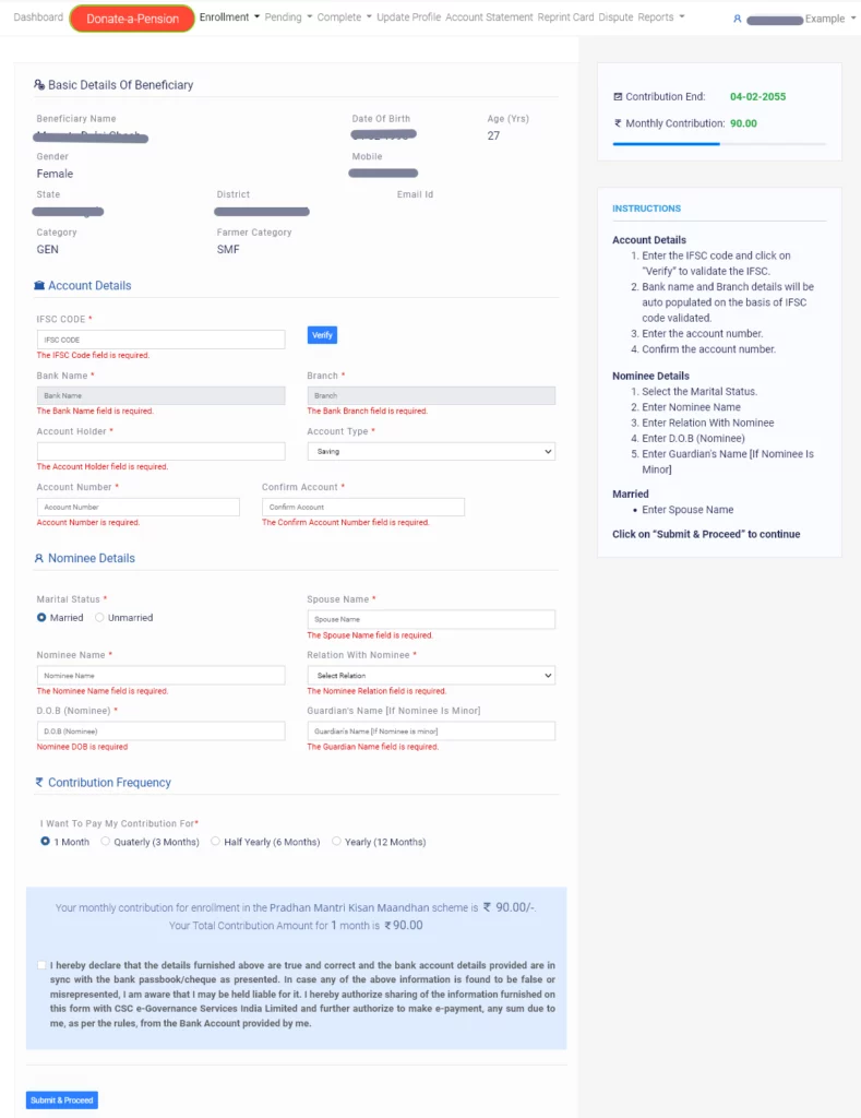 Pradhan Mantri Kisan Maandhan Yojana Registration